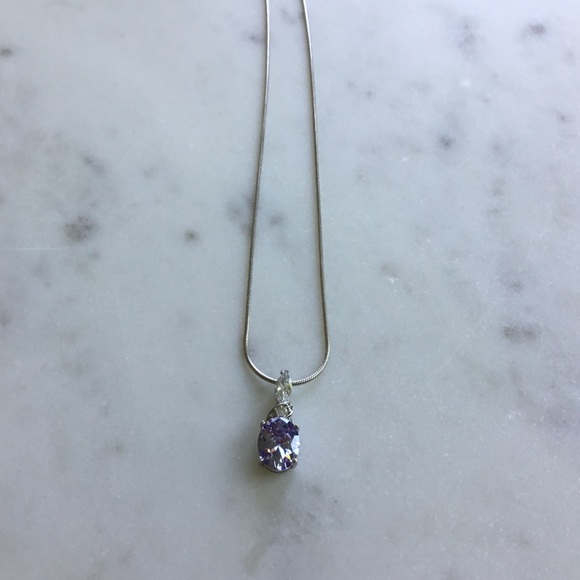 Sterling Silver Lavender Cz Necklace - Picture 13 of 16